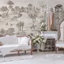 Papier peint panoramique vintage monochrome de style Jouy
