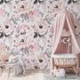 Kids Nursery Floral Pink Rose Pattern Wallpaper Mural