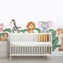 Niedliche Waldtiere mit Bananenblättern Wandtattoo für Kinder