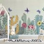 Papier peint panoramique cactus et papillons aquarelle