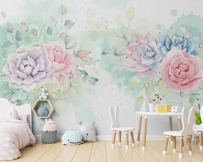 Watercolor Soft Floral Wallpaper Mural