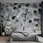 Dark Geo Hexagon Pattern Wallpaper Mural