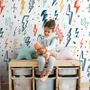 Kids Lightning Bolt Pattern Wallpaper Mural