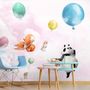 Cute Flying Panda & Animals Kids Nursery Wallpaper Mural