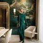 Modern Dark Abstract Veined Marble Wallpaper Mural