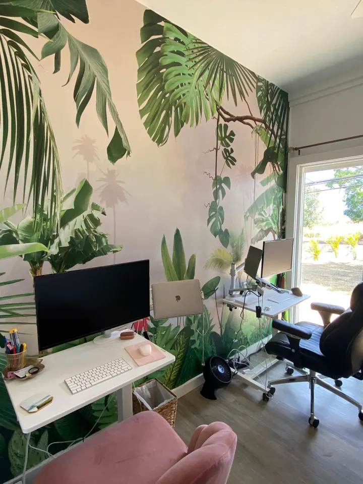 Realistic Tropical Jungle Plants Landscape Wallpaper Mural