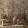 Papier peint panoramique aquarelle Chinoiserie arbres fruitiers