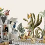 Watercolor Jungle and Safari Animals Wallpaper Mural