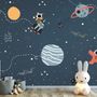 Nursery Space with Colorful Planets and Little Stars Wallpaper Mural