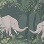 Cute Elephants on The Tropical Jungle Kids Wallpaper Mural