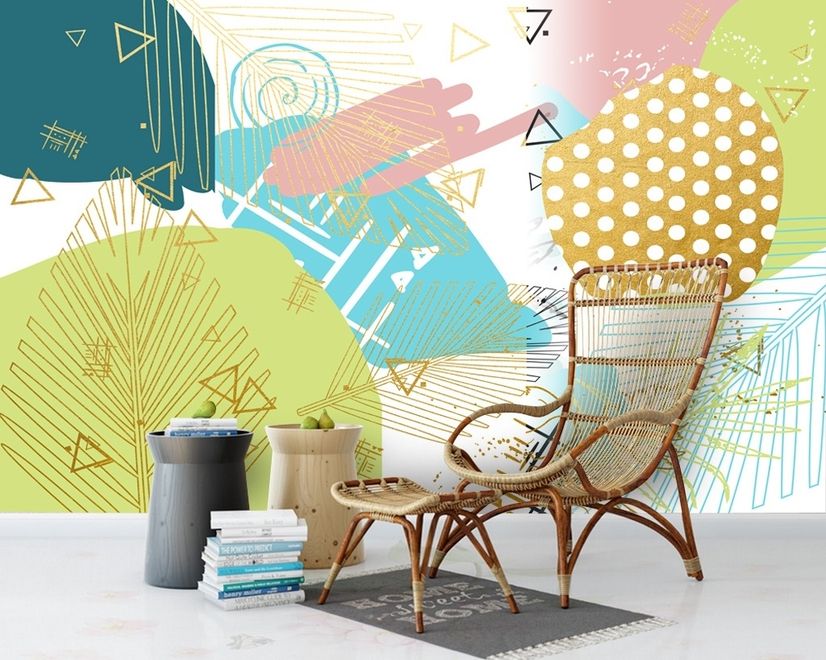 Geometric Colorful Brush Wallpaper Mural