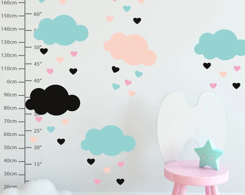 Nursery Colorful Cloud with Little Heart Wall Decal Sticker