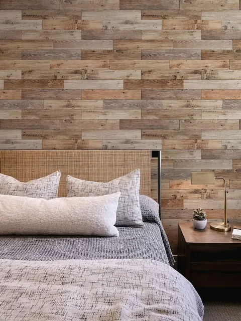 Reclaimed Wood Panel Look Wallpaper Mural