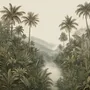 Misty Jungle with Forest River Wall Mural