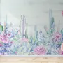 Vintage Hydrangea Flowers and Cactuses Wallpaper Mural