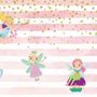 Kids Cartoon Fairy with Stripe Pattern Wallpaper Mural
