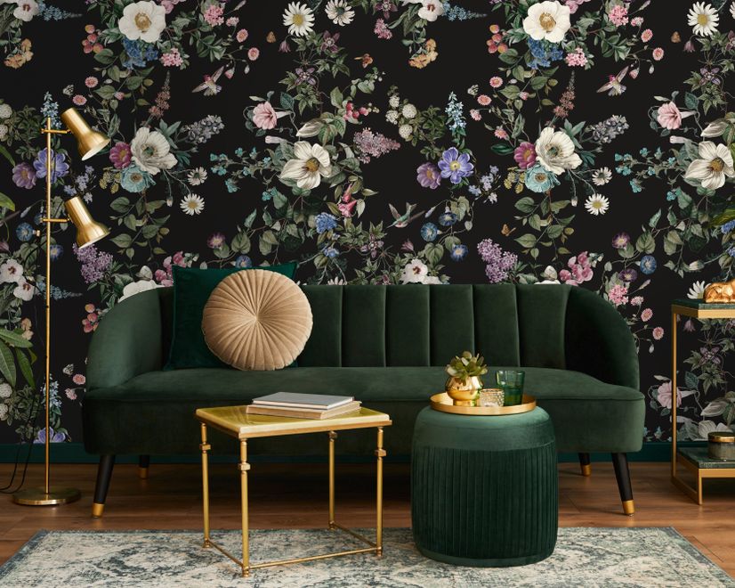 Botanical Flowers Floral with Birds Wallpaper Mural