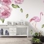 Wandtattoo mit Rosa Pfingstrosen und Flamingo