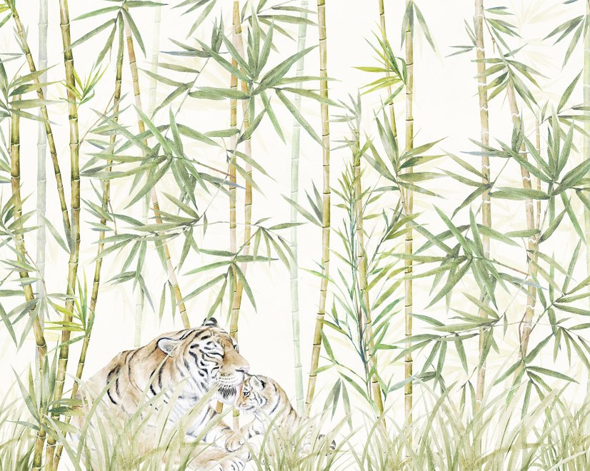 Bamboo Trees with Leopard Wallpaper Murals