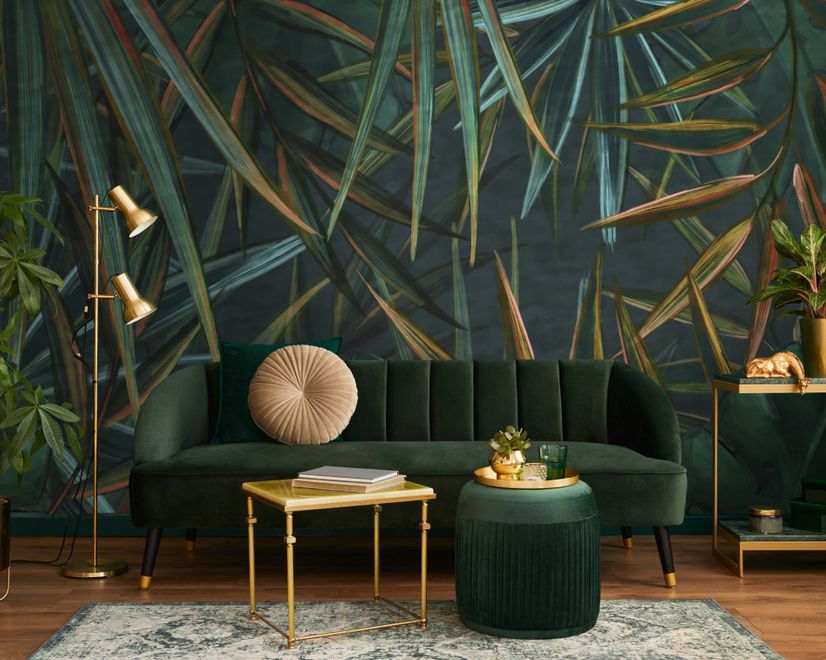 Dark Tropical Exotic Palm Leaf Wallpaper Mural