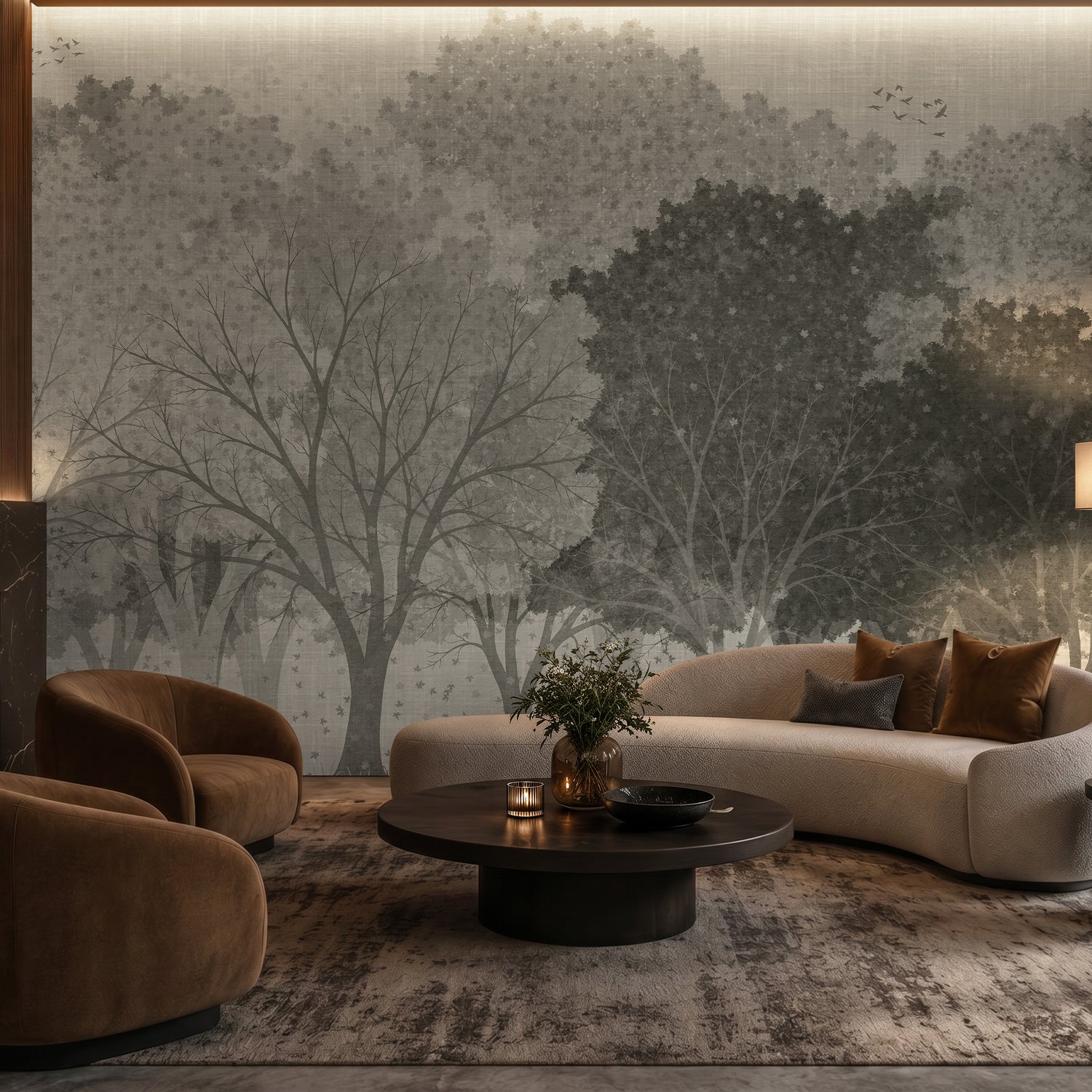 Misty Woodland Light Green Wallpaper Mural - Peel and Stick