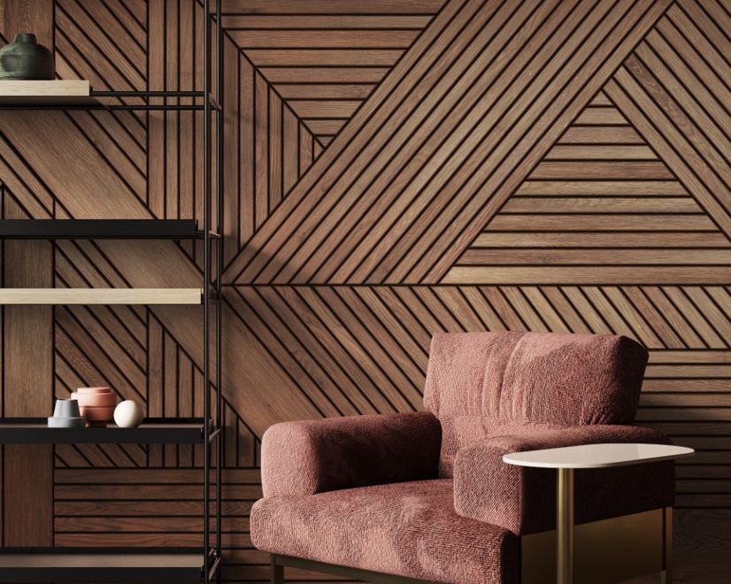 Geometric Wood Texture Effect Wallpaper Mural