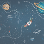 Kids Shining Cartoon Space with White Stripe Wallpaper Mural