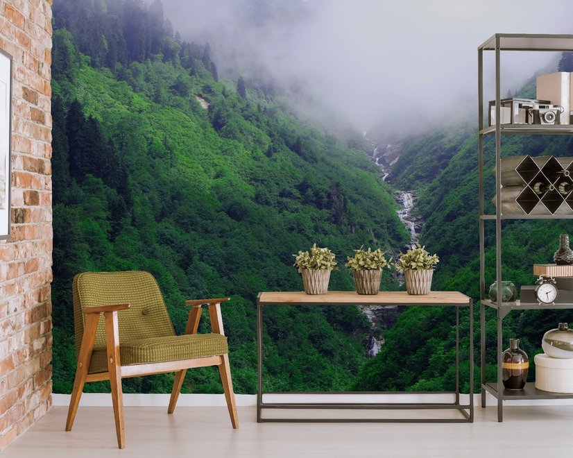 Mountain Waterfall Wallpaper Mural