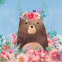 Flowery Cartoon Bear Wallpaper Mural