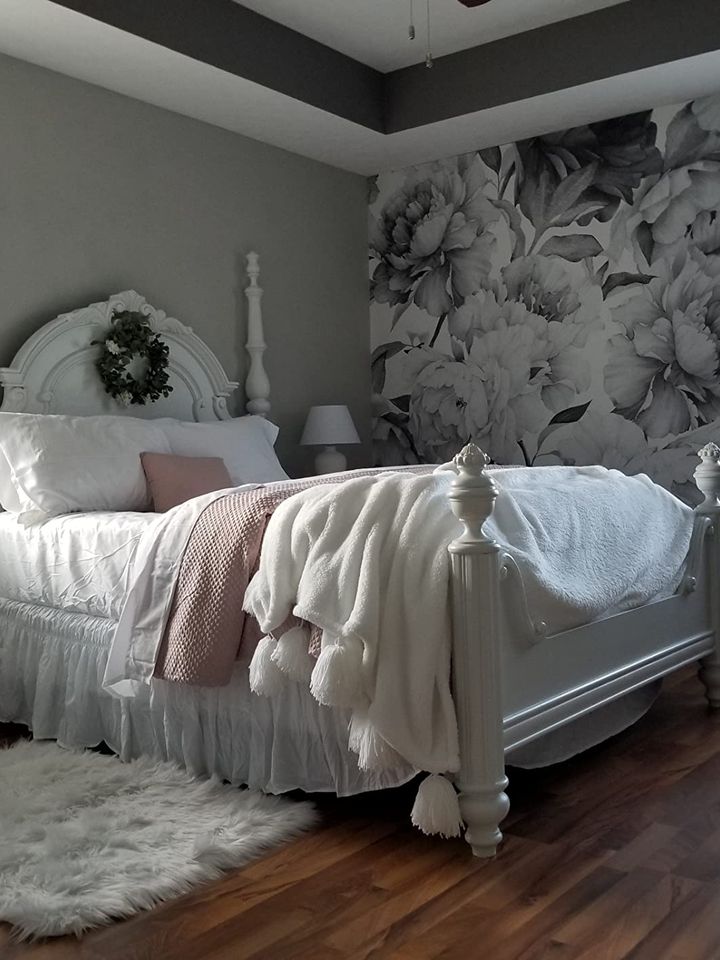Dark Floral Charcoal Rose Flower Wallpaper Mural