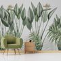Vintage Palmblatt und Bunte Vögel Fototapete