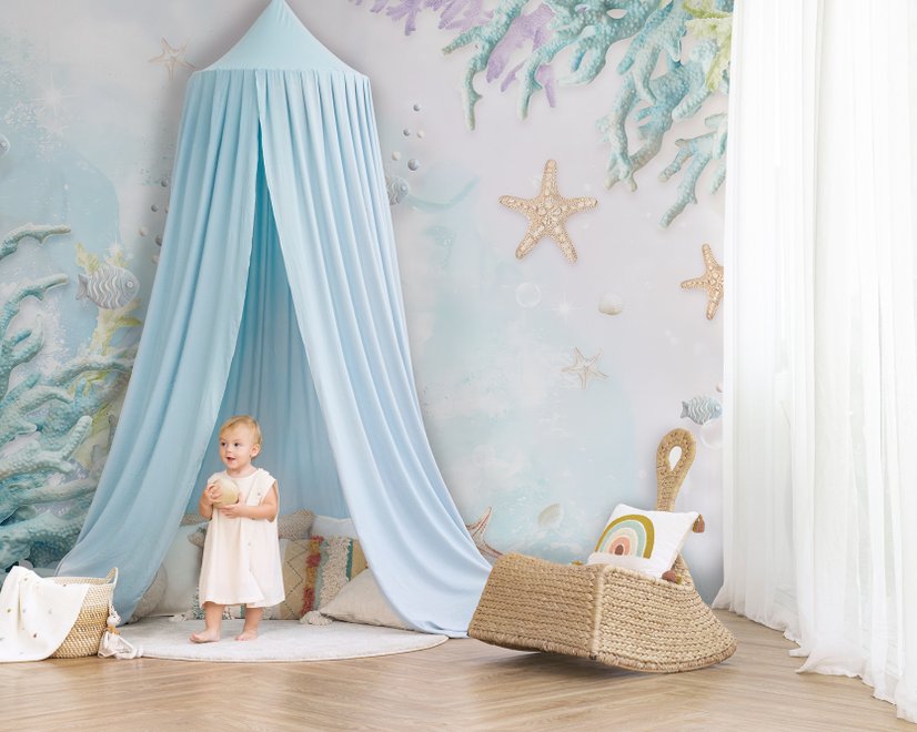 3D Look Soft Undersea with Seashells Wallpaper Mural