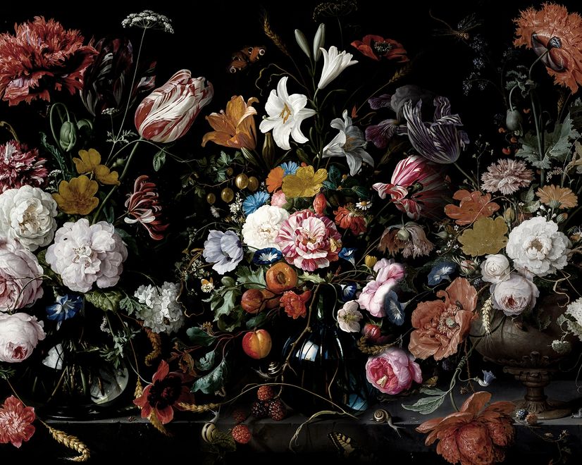 Dutch Dark Flowers Wallpaper Mural