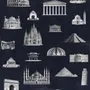 Vintage World Architecture Sketch Wallpaper Mural