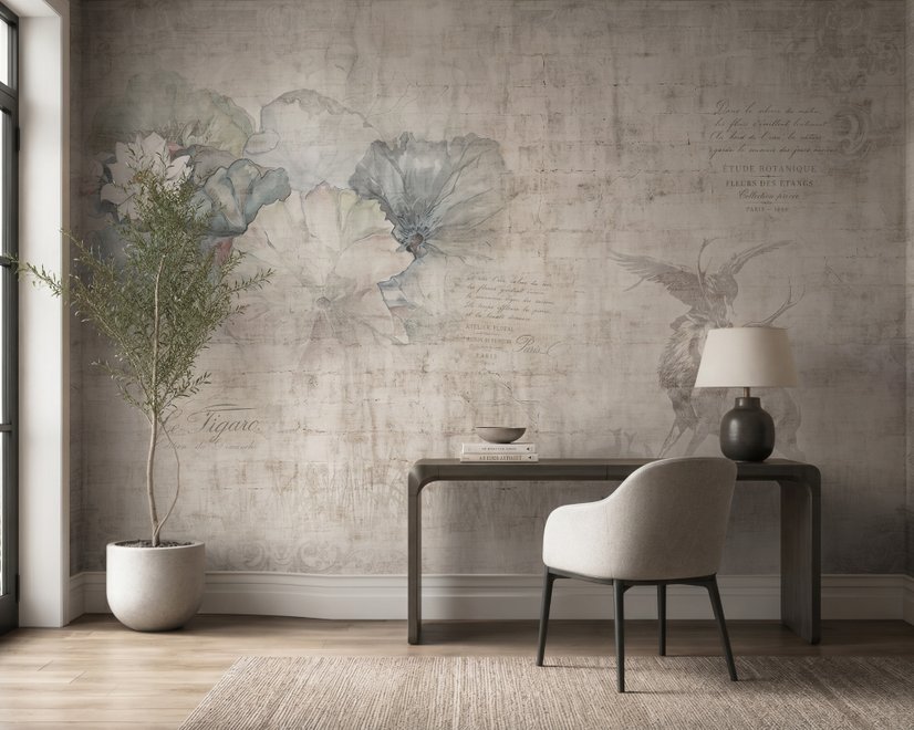 Papier peint panoramique "Fleurs de lotus" nostalgique