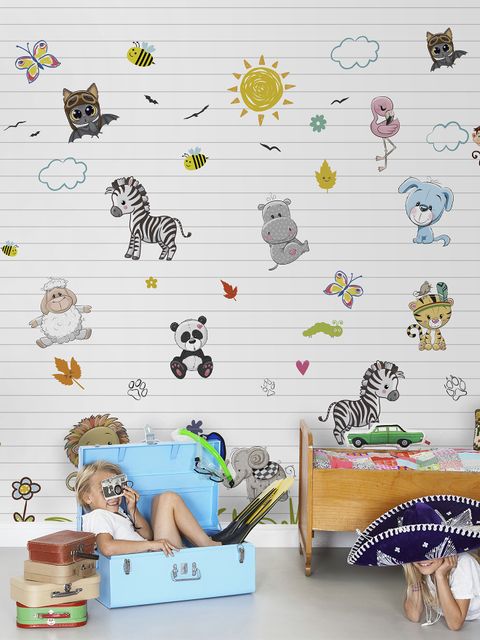 Papier peint bébés animaux mignons soleil