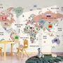 Kids Colorful World Map with Flags Map Wallpaper Mural