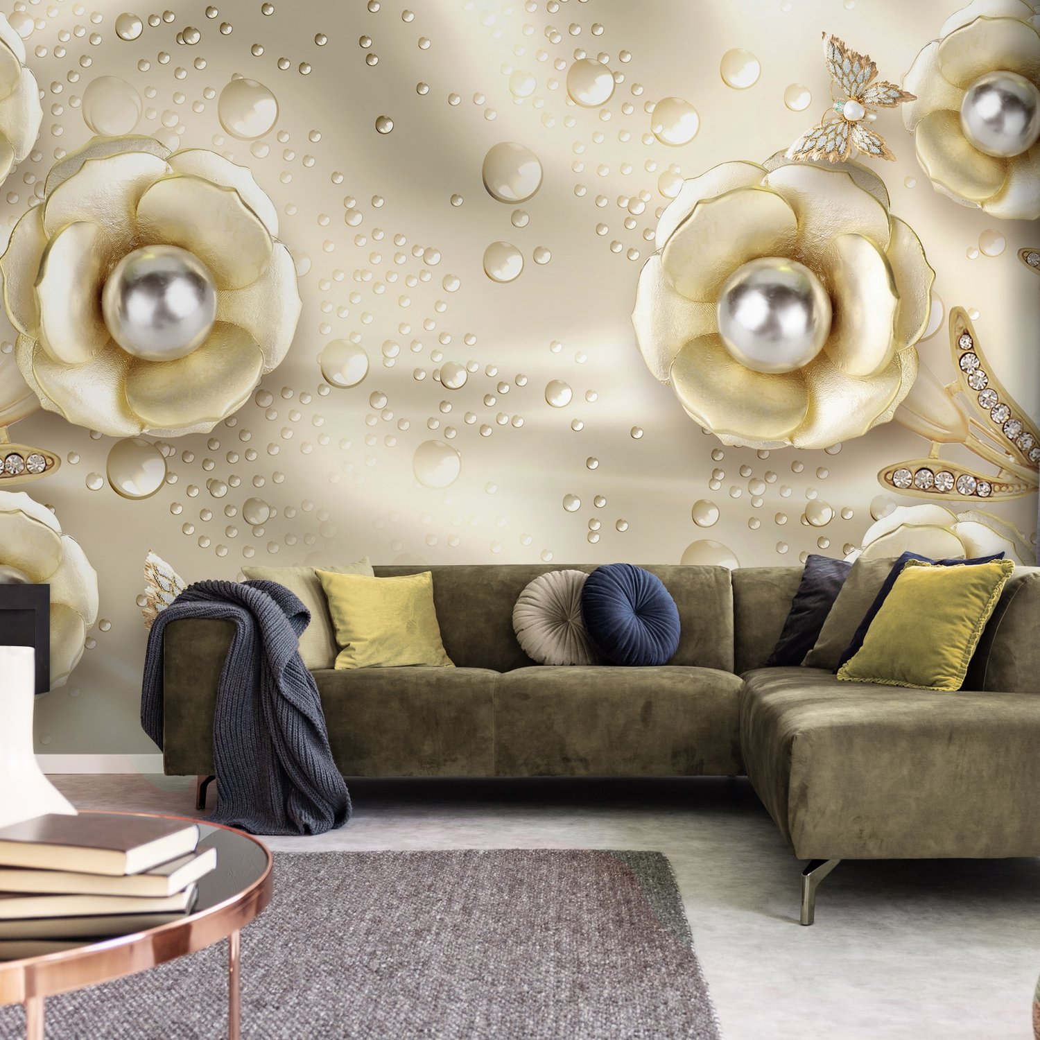 Pearl Anemone Floral Wallpaper Mural - Peel and Stick