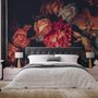 Red Hydrangea Orange Orchid Rose Dark Floral Bouqet Wallpaper Mural