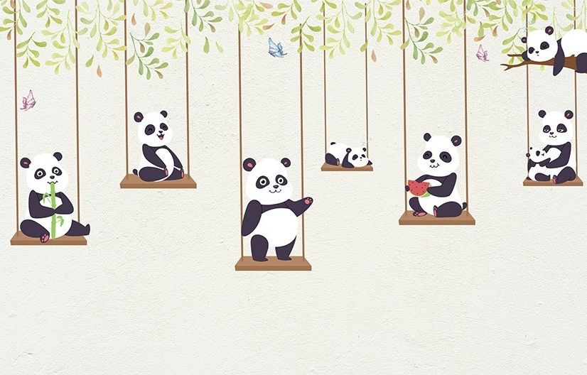 Niedliche Pandas Schaukeln Fototapete