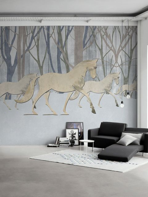 Abstract Horse and Forest Wallpaper Mural