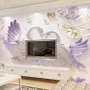 Papier peint panoramique cygnes en relief 3D