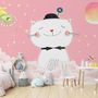 Fototapete Cartoon Glückliche Katze auf den Rosa Wolken
