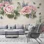 Vintage Pastel Pink Floral Wallpaper Mural