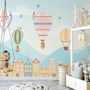 Kids Hot Air Balloon and Little House Wallpaper Mural