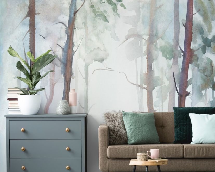 Watercolor Trees Wallpaper Mural