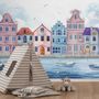 Watercolor Dutch Houses Wallpaper Mural for Kids