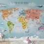 Papier peint carte du monde colorée pour enfants