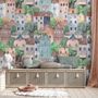 Kids Small Town Cute Watercolor House Wallpaper Mural