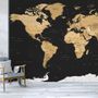 Black Political World Map Wallpaper Mural